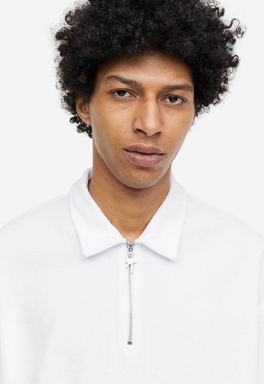 H&M - Relaxed fit terry polo shirt - white