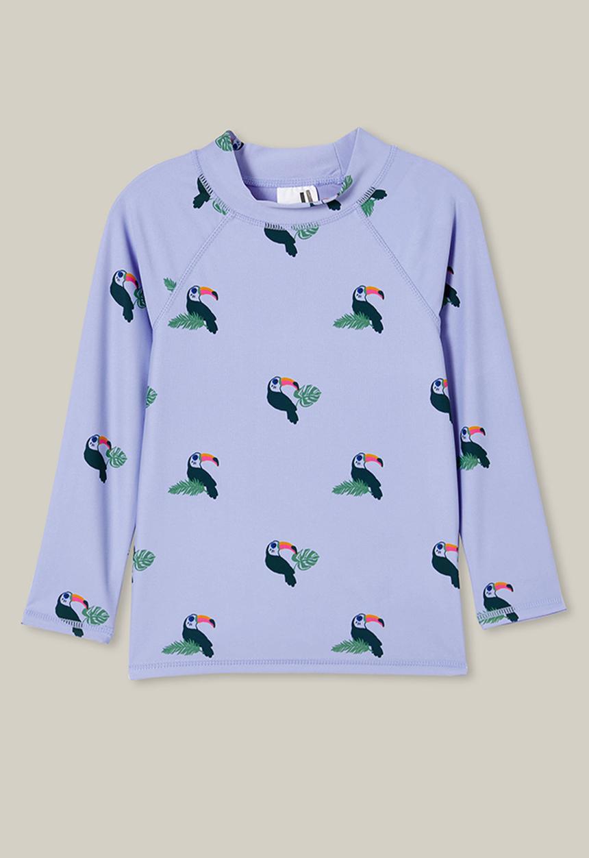 Cotton On - Flynn long sleeve raglan rash vest - dusk blue/toucan