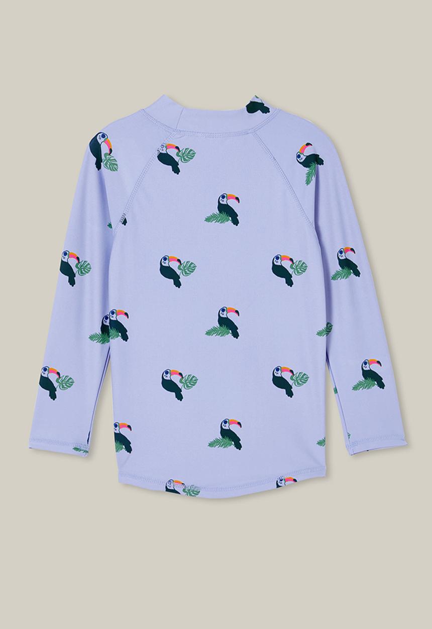Cotton On - Flynn long sleeve raglan rash vest - dusk blue/toucan