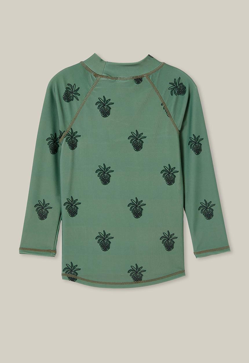 Cotton On - Flynn long sleeve raglan rash vest - swag green/pineapples