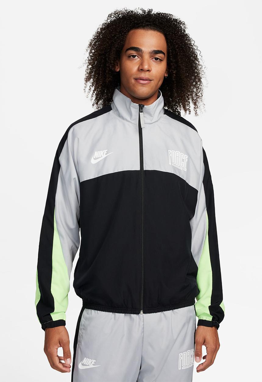 Nike -  Starting 5 woven jacket - lt smoke grey/lime blast/black/white