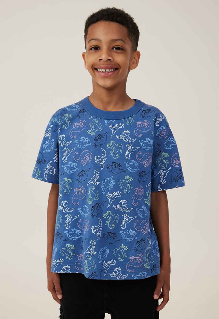 Cotton On - Jonny short sleeve print tee - petty blue/dino yardage