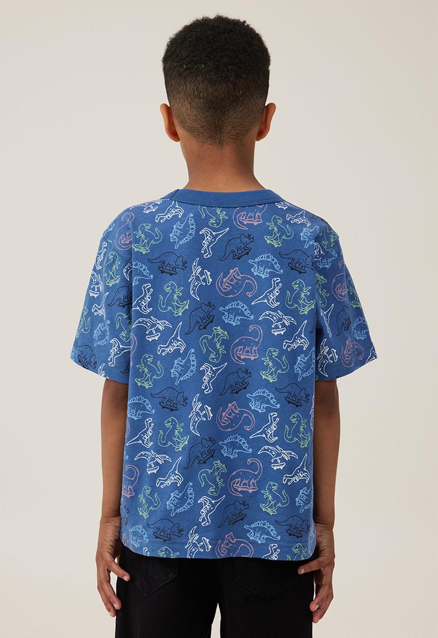 Cotton On - Jonny short sleeve print tee - petty blue/dino yardage