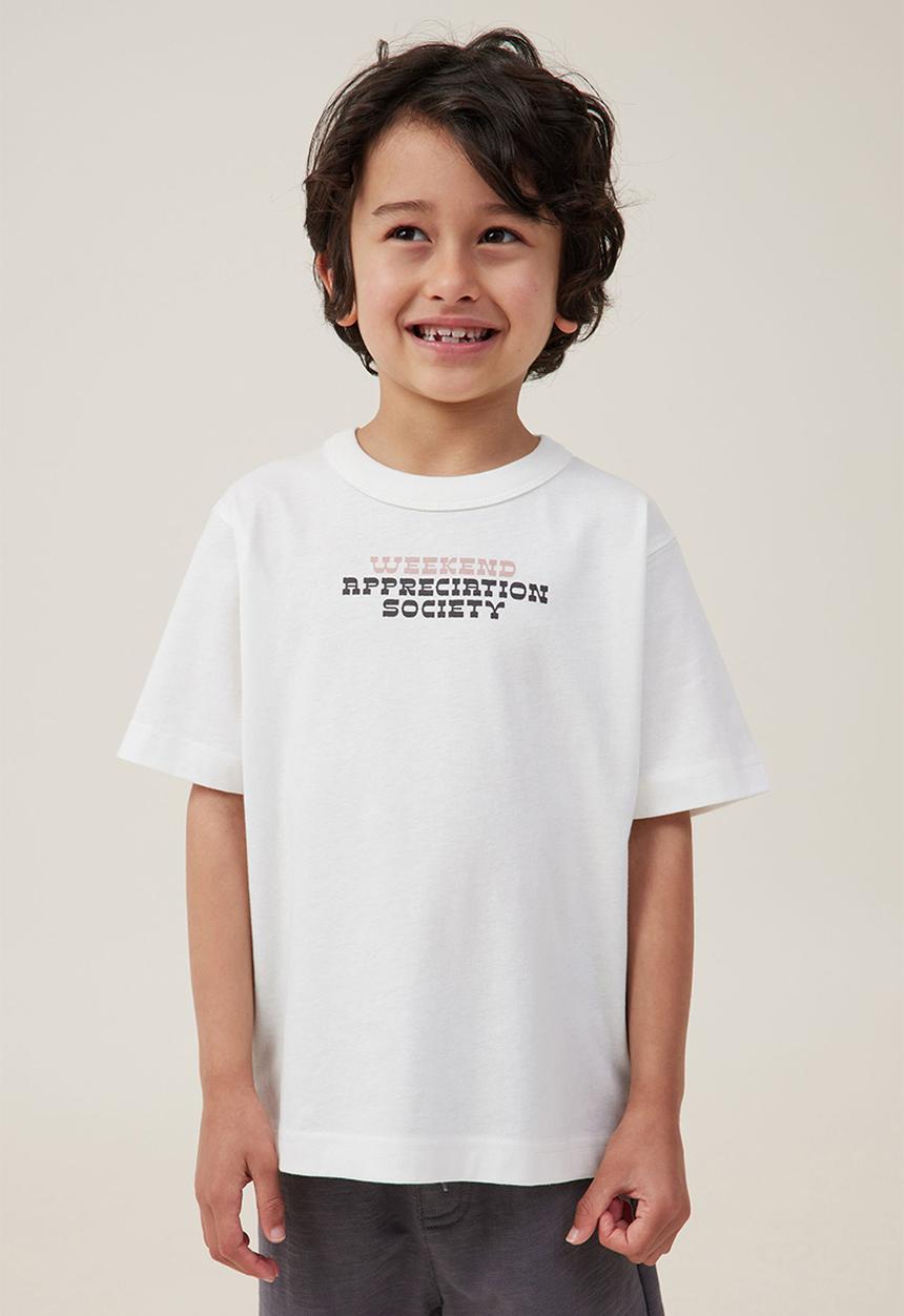 Cotton On - Jonny short sleeve print tee - vanilla/weekend appreciation society