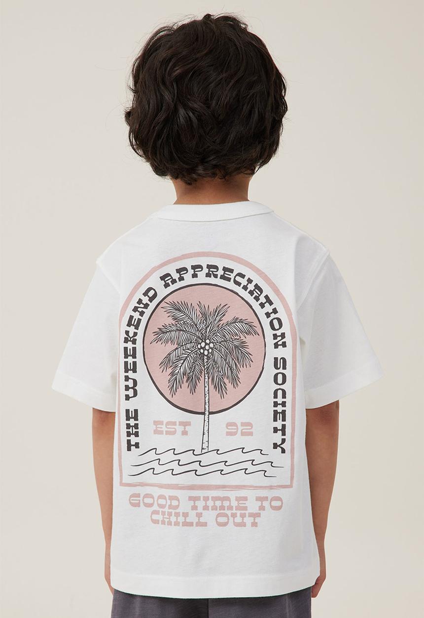Cotton On - Jonny short sleeve print tee - vanilla/weekend appreciation society