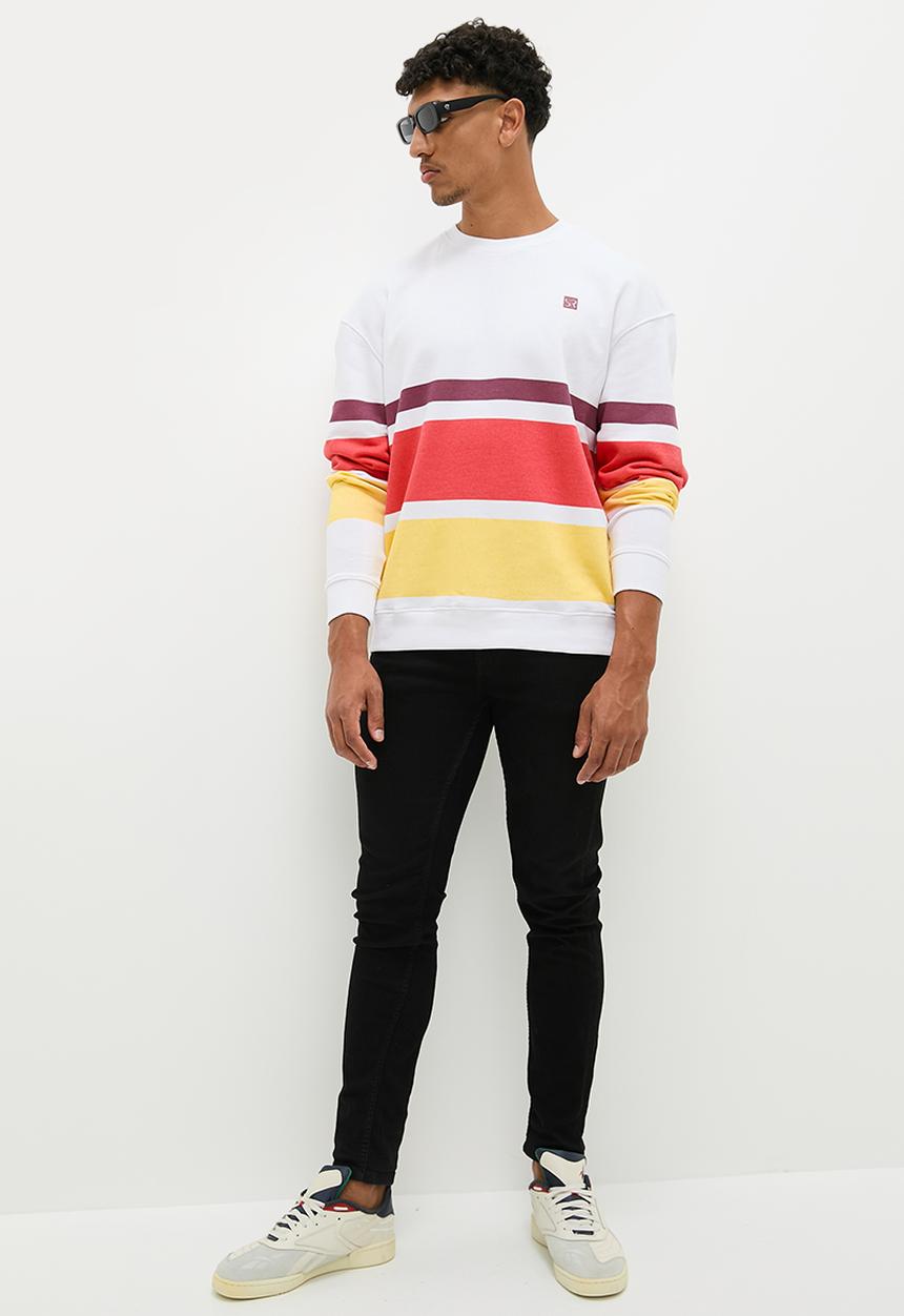 STYLE REPUBLIC - Fashion Stripe oversize crew sweat top - Yellow