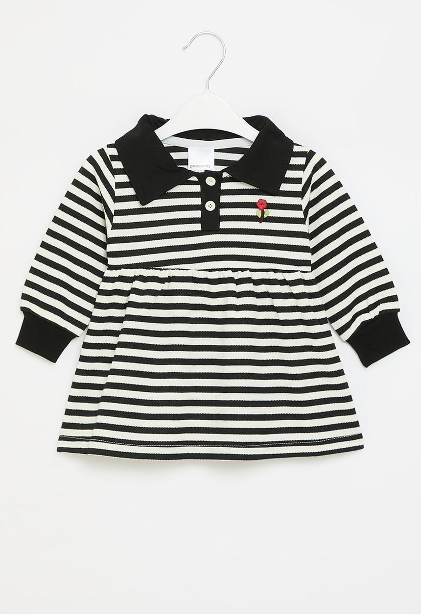 Pop Candy - Striped golfer dress - black & white