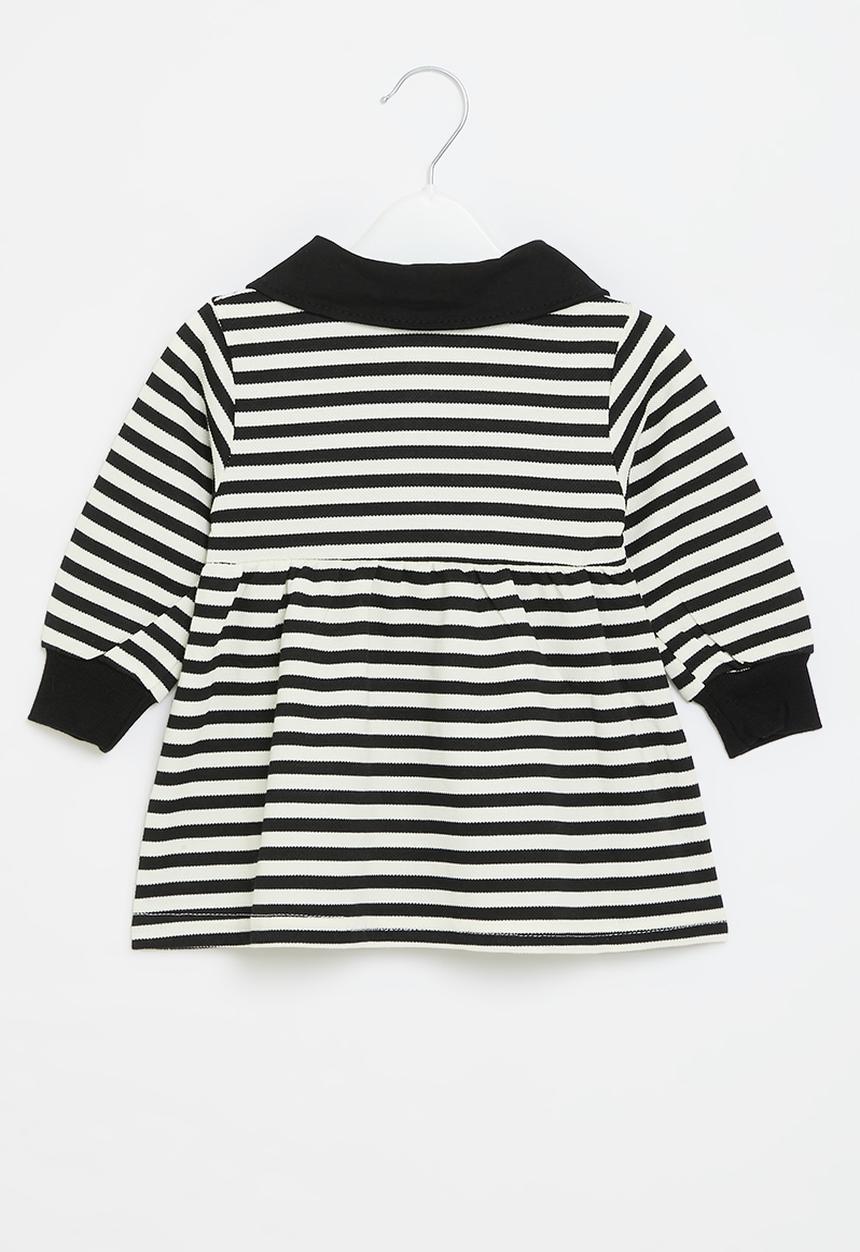 Pop Candy - Striped golfer dress - black & white