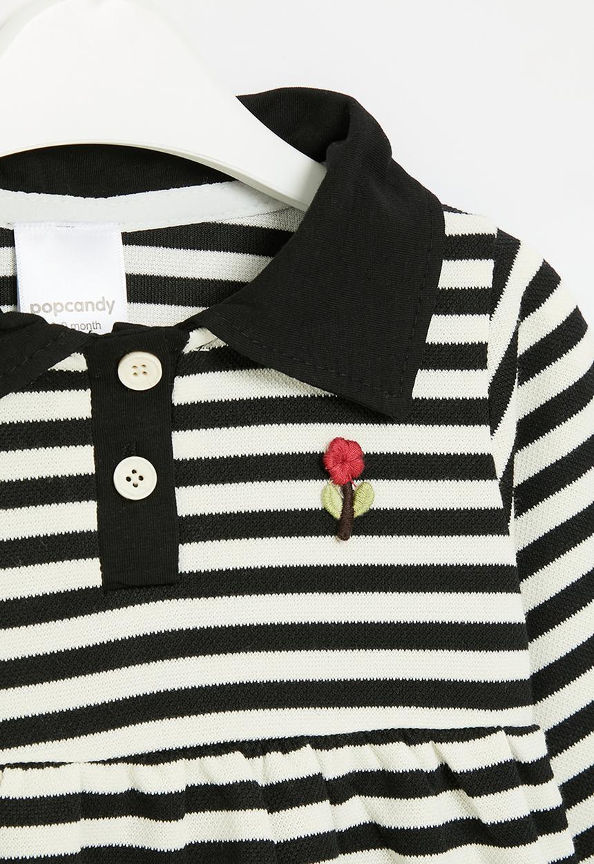 Pop Candy - Striped golfer dress - black & white
