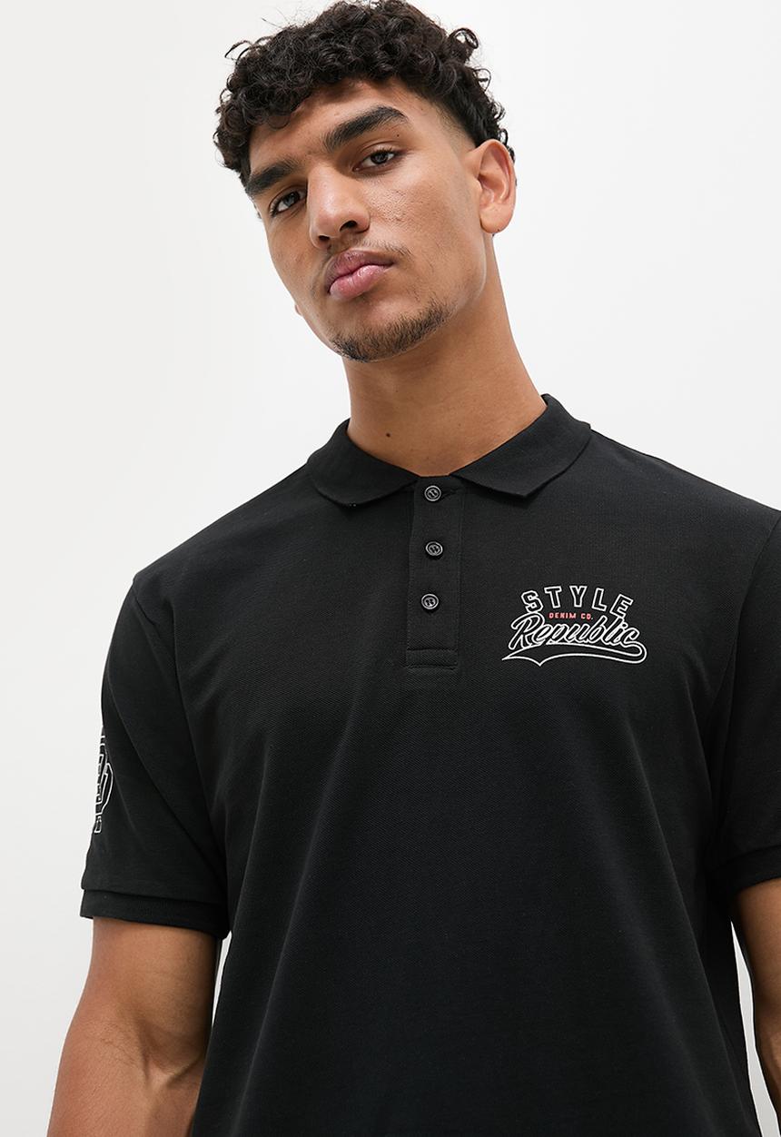 STYLE REPUBLIC - Sbu Logo Print Golfer - Steel Black