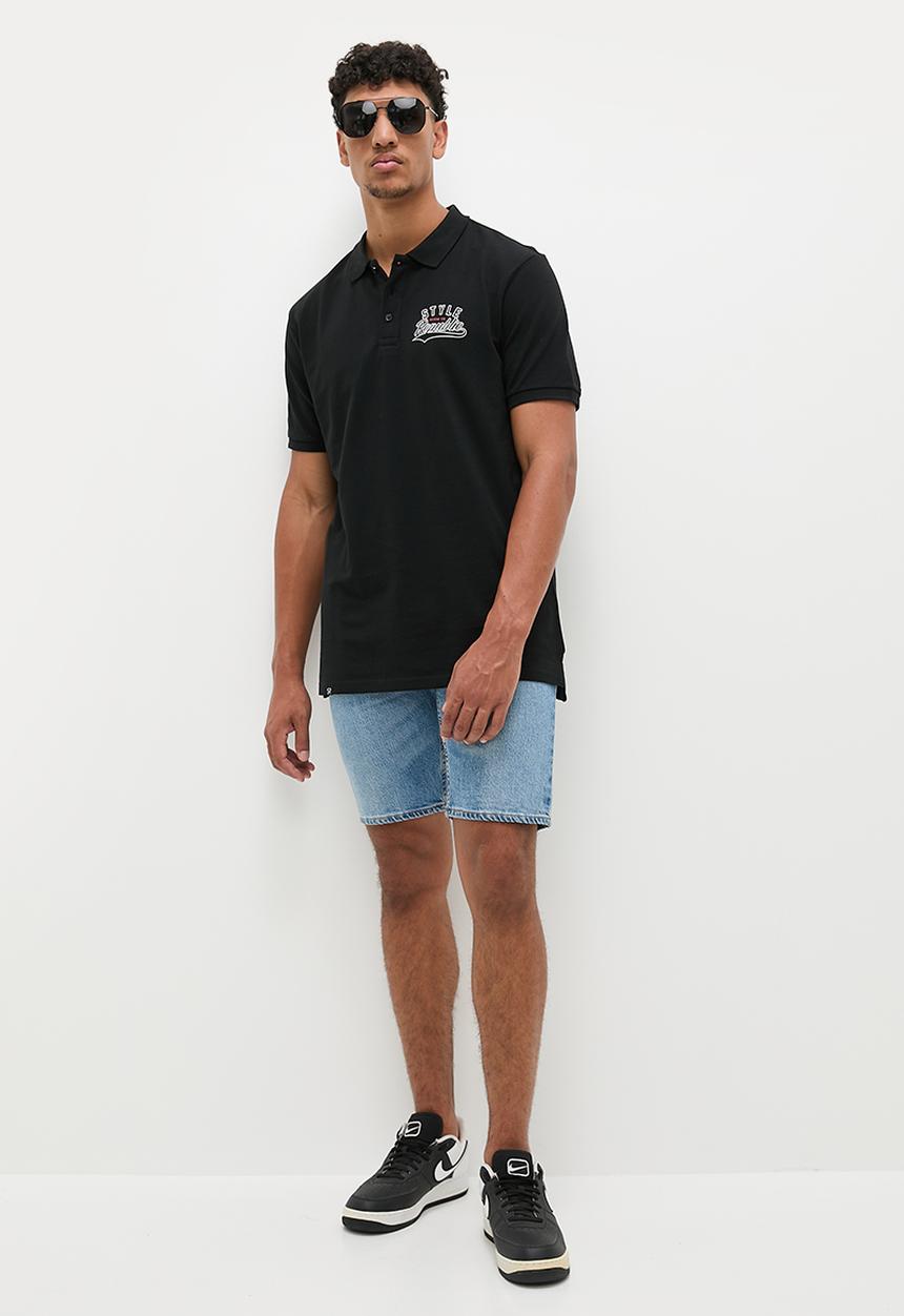 STYLE REPUBLIC - Sbu Logo Print Golfer - Steel Black