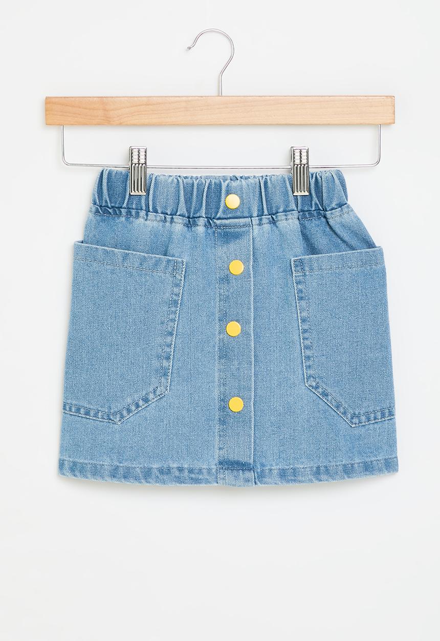 Pop Candy - Button down denim skirt - blue