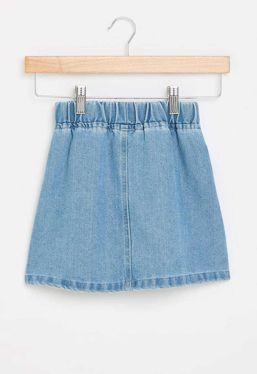 Pop Candy - Button down denim skirt - blue