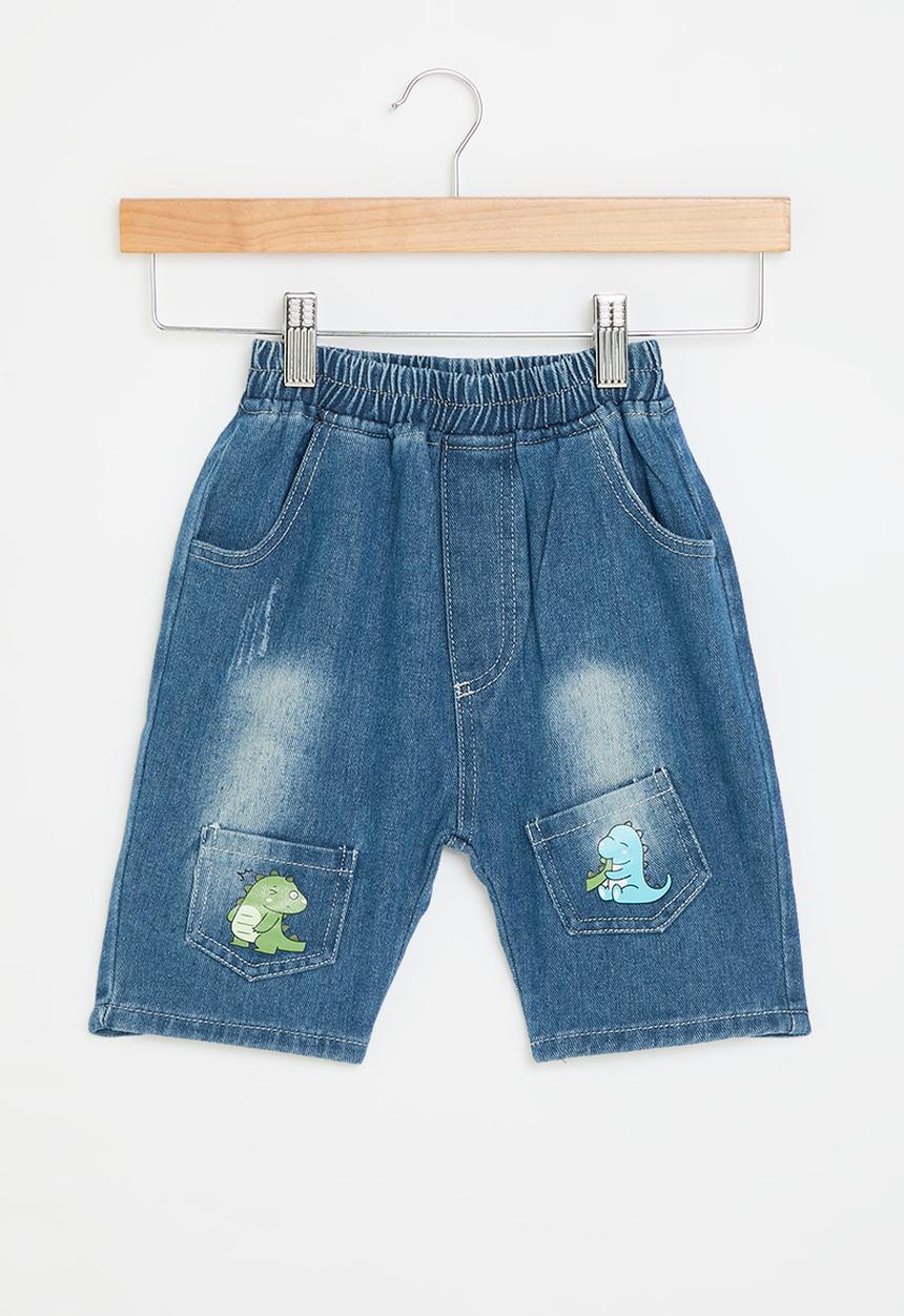 Pop Candy - Printed denim shorts - dark blue