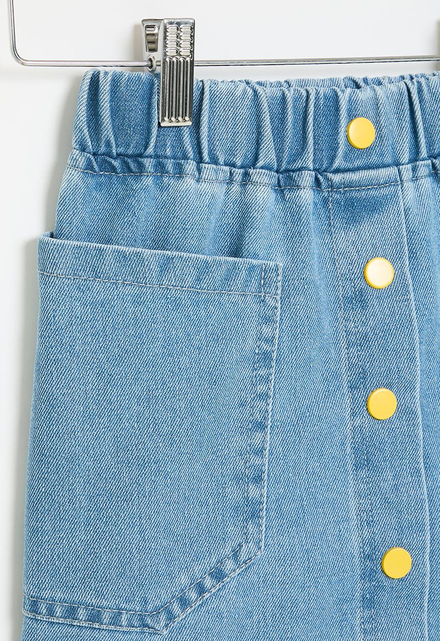 Pop Candy - Button down denim skirt - blue