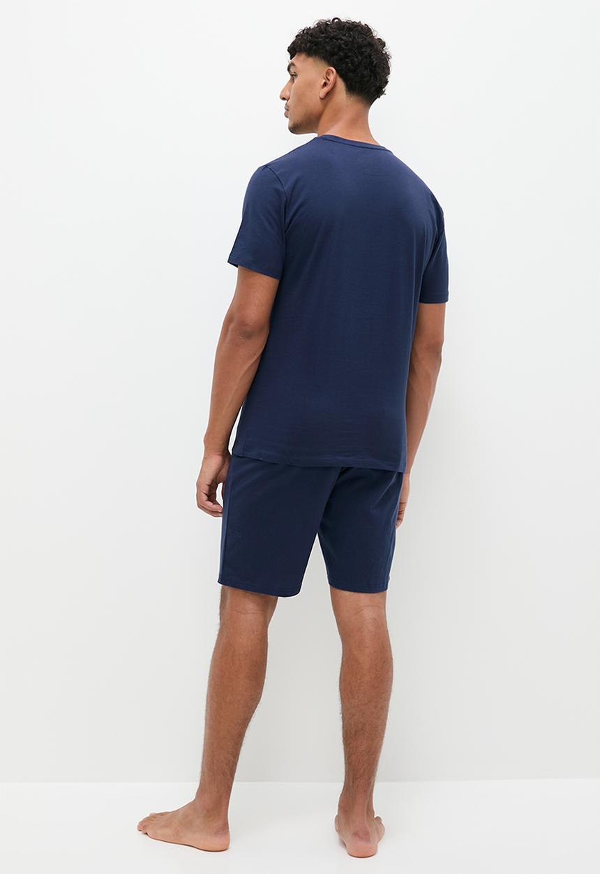 STYLE REPUBLIC - Logo tee & short lounge set - navy