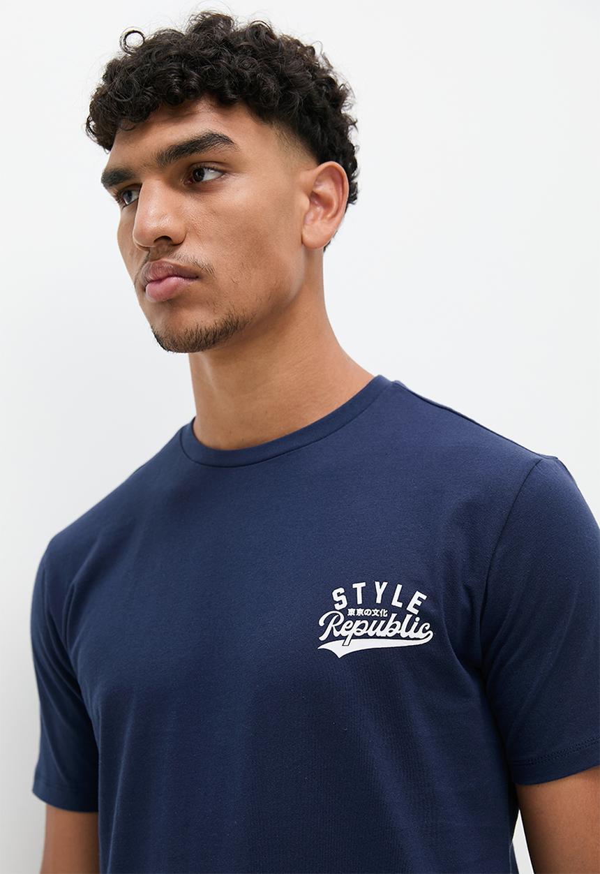 STYLE REPUBLIC - Logo tee & short lounge set - navy