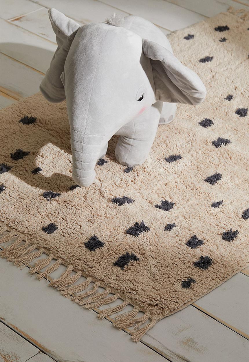 H&M - Spotted cotton rug - light beige & grey spotted