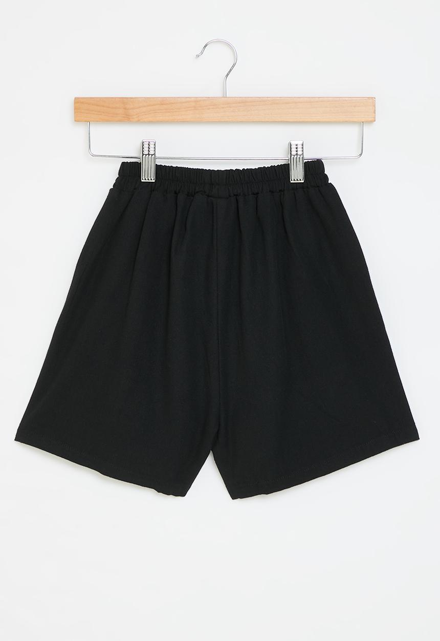 Pop Candy - Elastic waist shorts-black