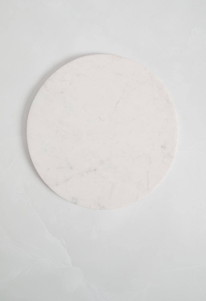 H&S - Marble round candle tray - white