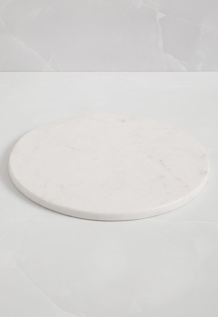 H&S - Marble round candle tray - white