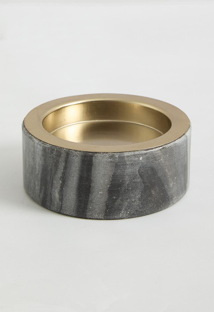 H&S - Marble pillar candle holder - grey