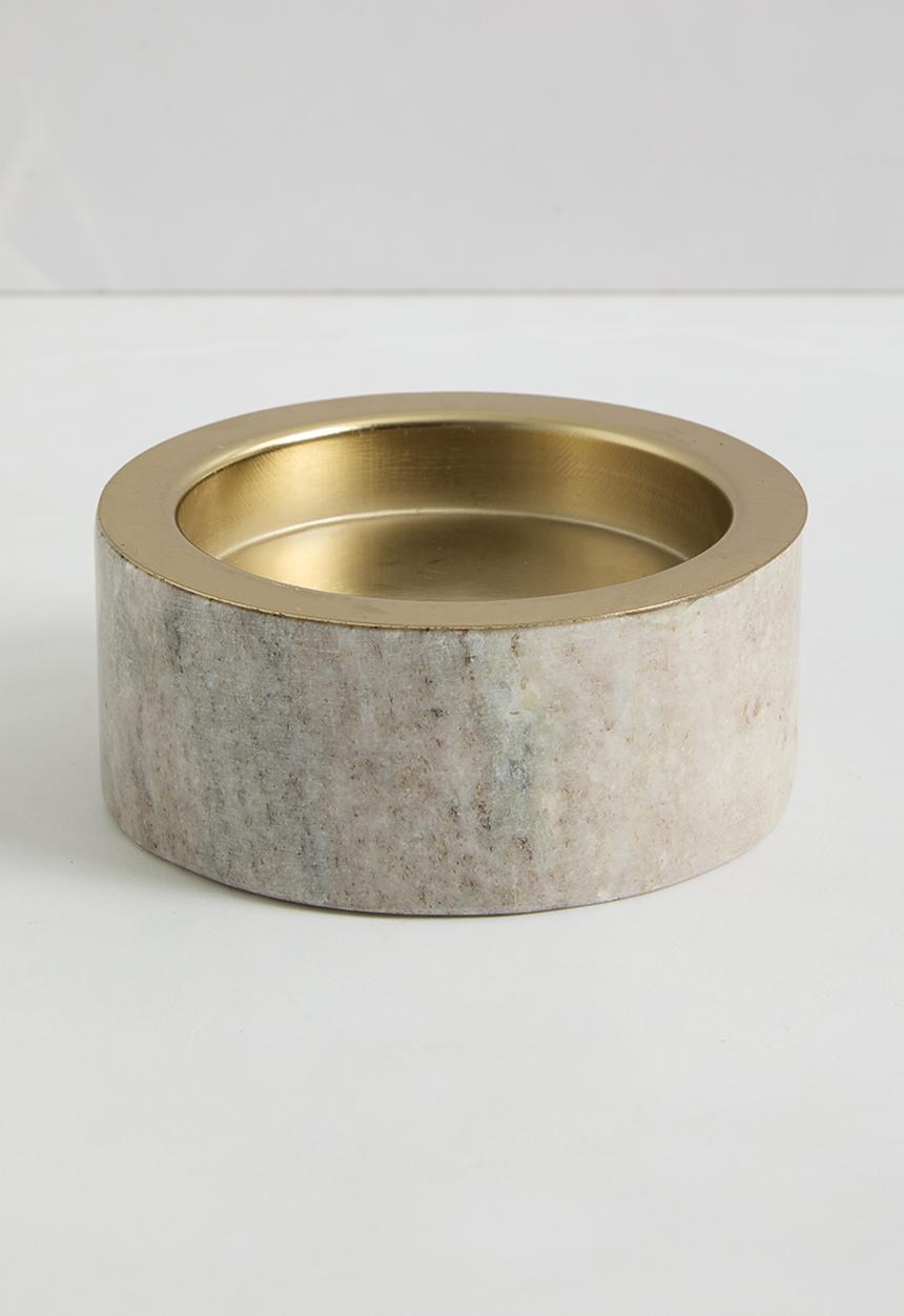 H&S - Marble pillar candle holder - sand
