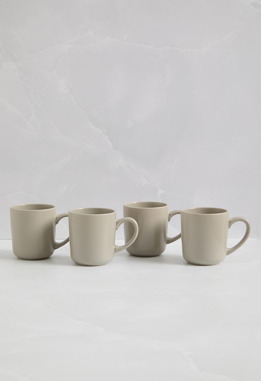 Excellent Houseware - Emble stoneware mug set of 4 - grey