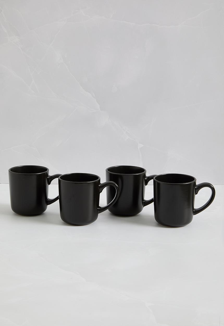 Excellent Houseware - Emble stoneware mug set of 4 - black
