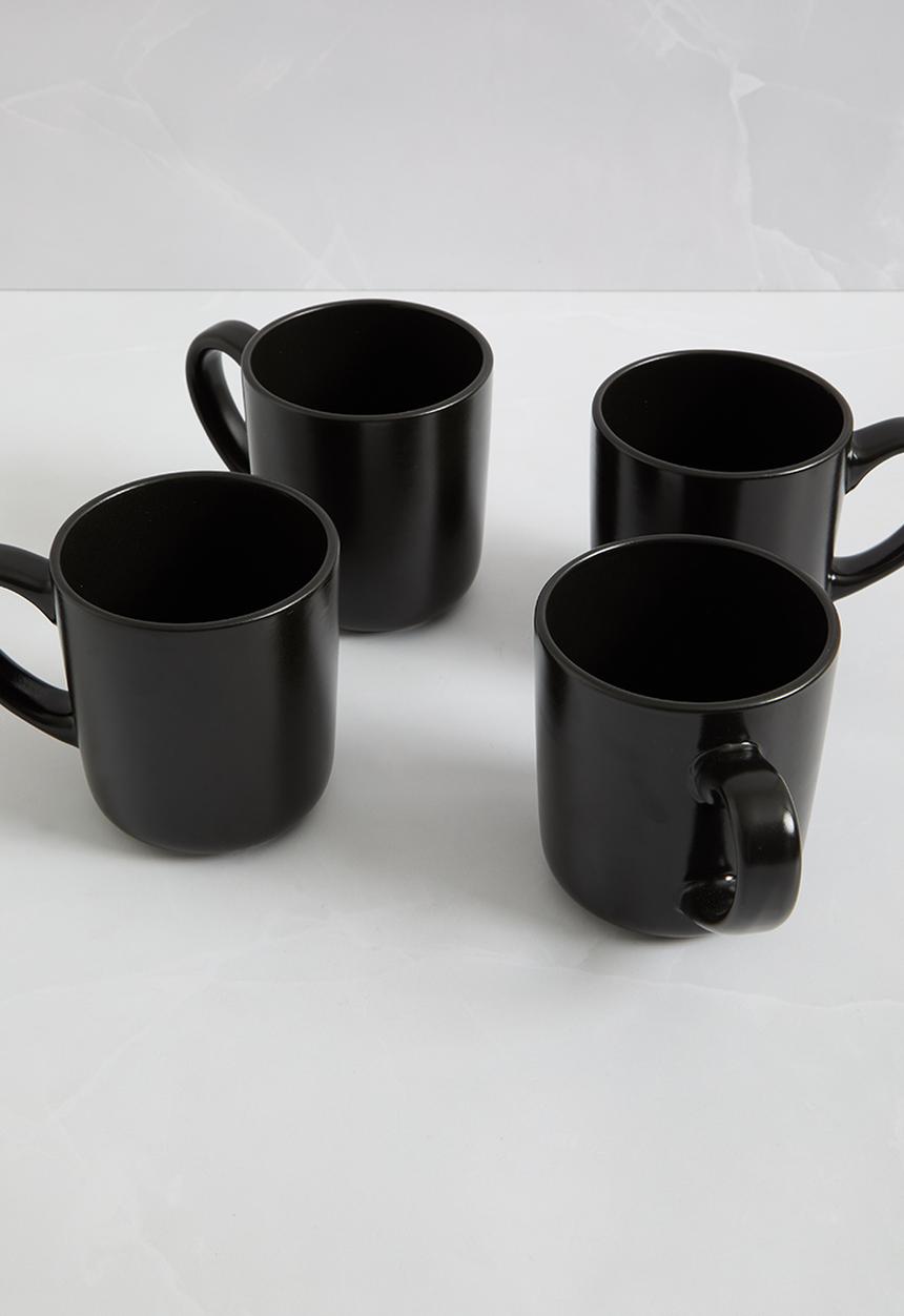 Excellent Houseware - Emble stoneware mug set of 4 - black