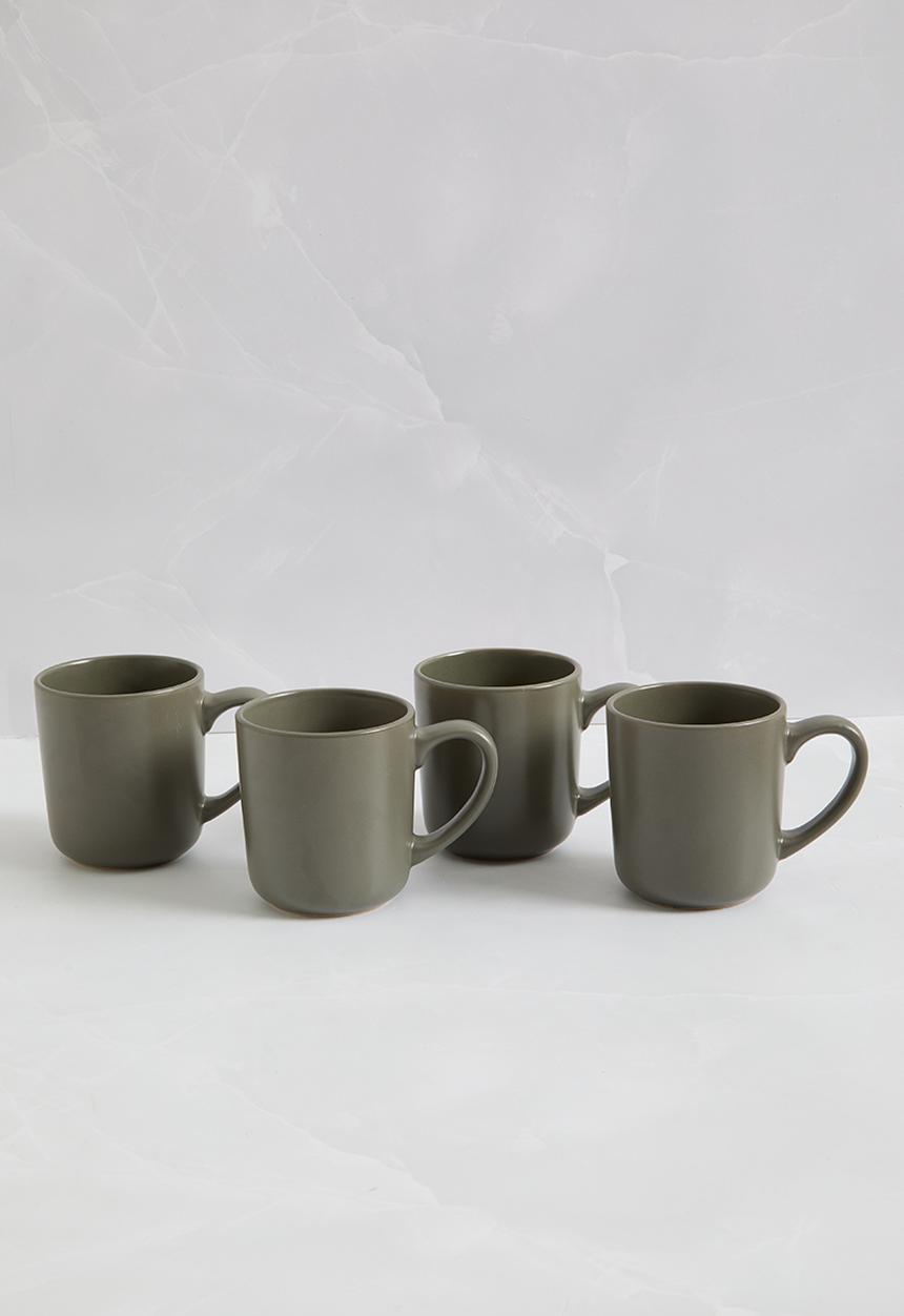 Excellent Houseware - Emble stoneware mug set of 4 - green