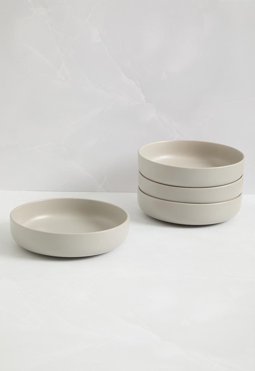 Excellent Houseware - Emble stoneware pasta bowl set of 4 - grey