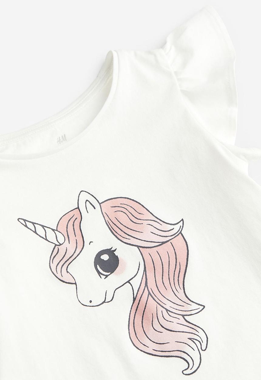 H&M - Flutter-sleeved jersey top - white