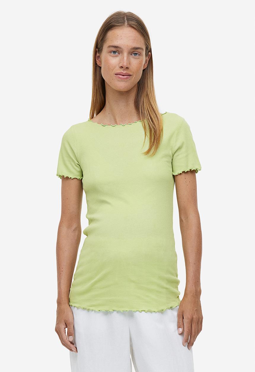 H&M - Mama 2-pack cotton tops - green & white