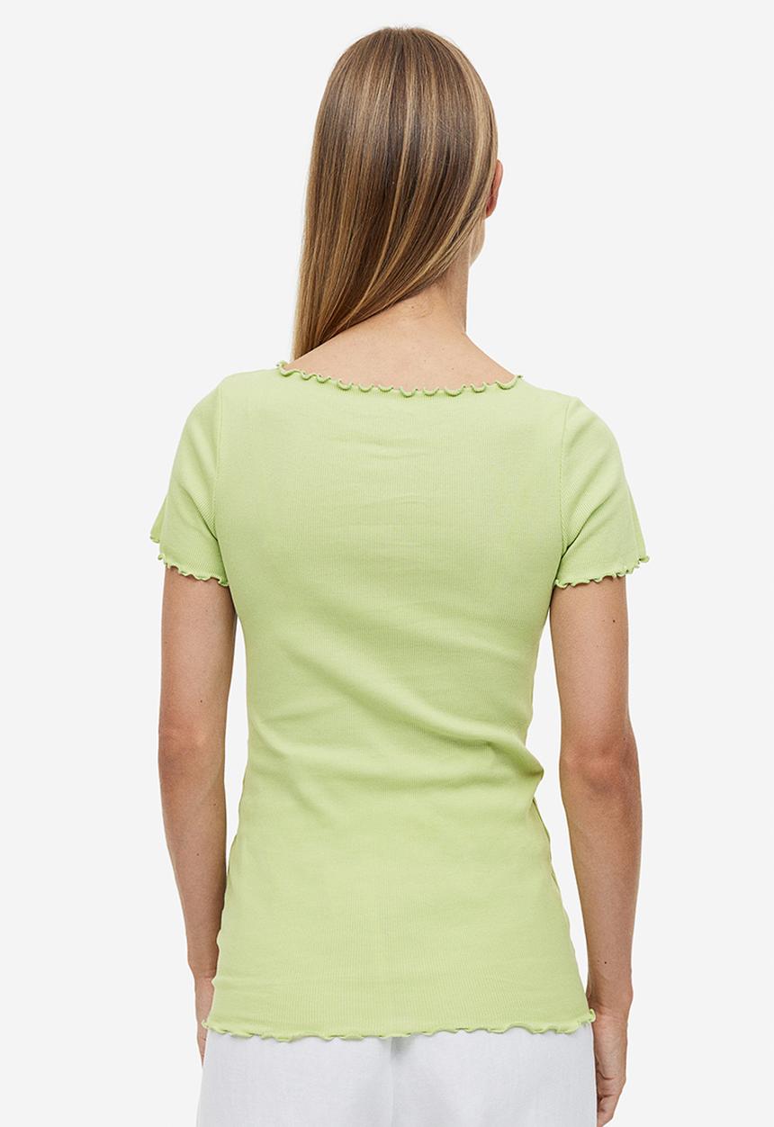 H&M - Mama 2-pack cotton tops - green & white