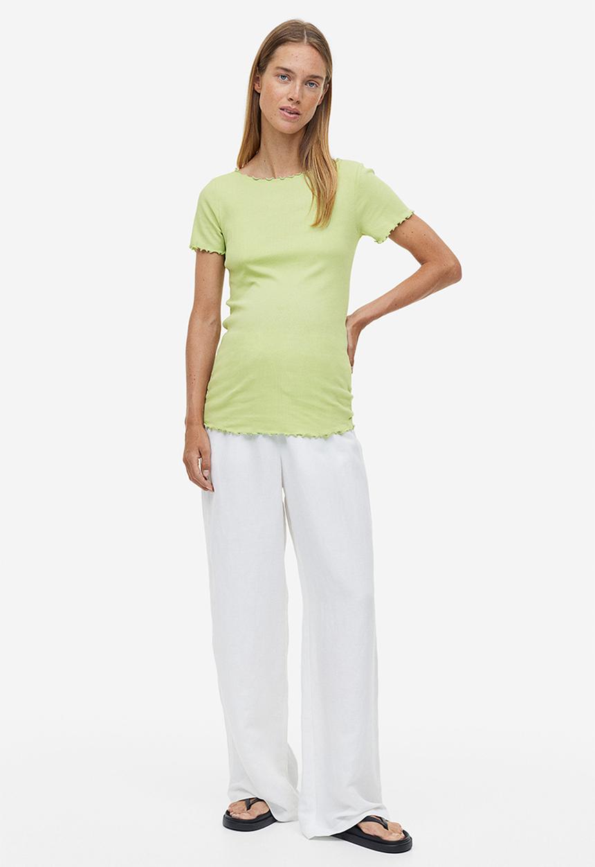 H&M - Mama 2-pack cotton tops - green & white