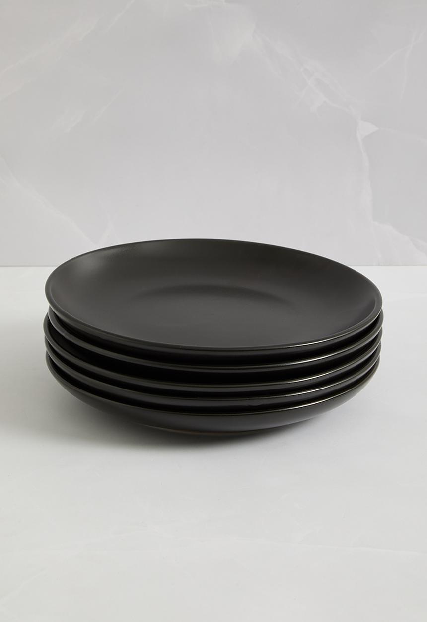 Excellent Houseware - Emble stoneware side plate set of 4 - black