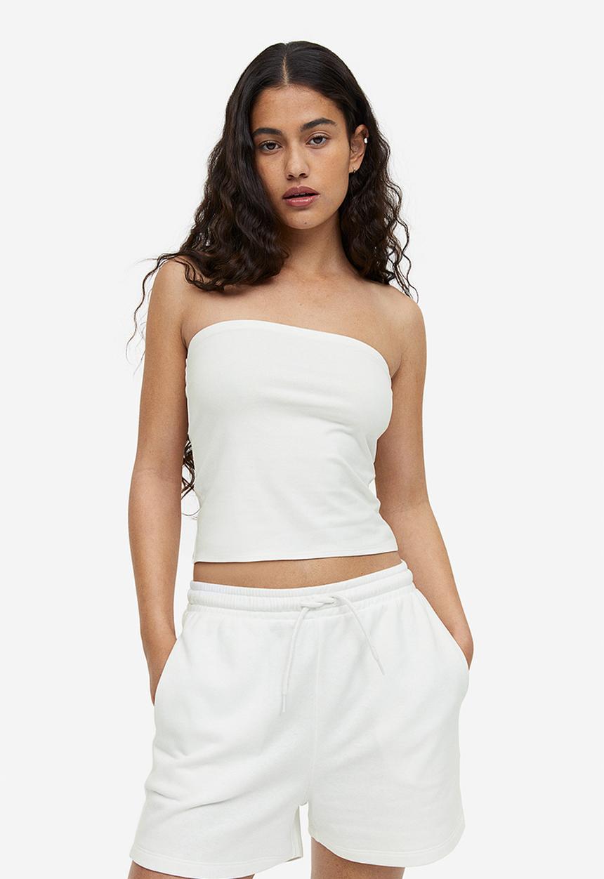 H&M - Jersey bandeau top - cream 