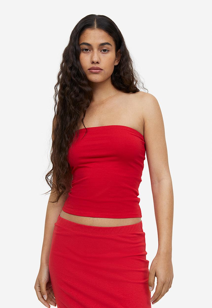 H&M - Jersey bandeau top - red