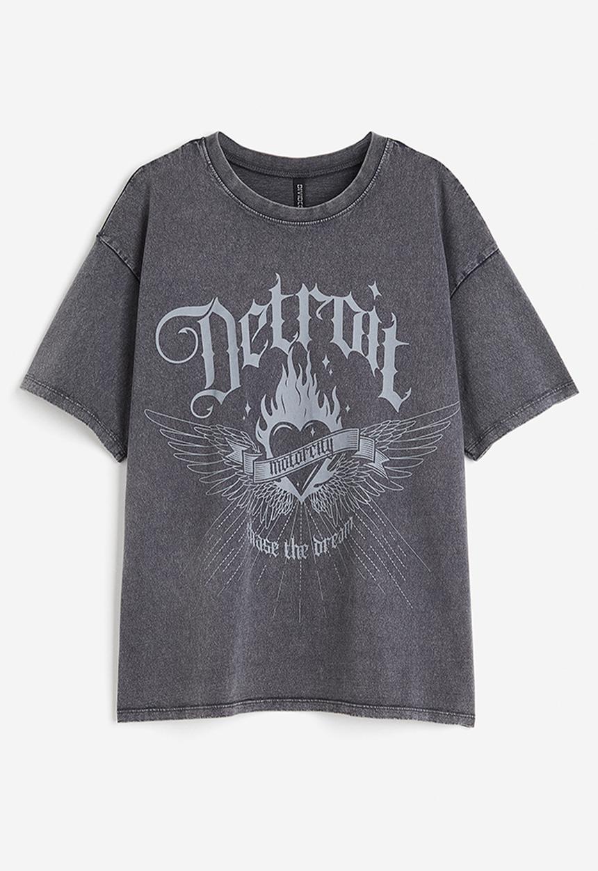 H&M - Oversized printed T-shirt - grey