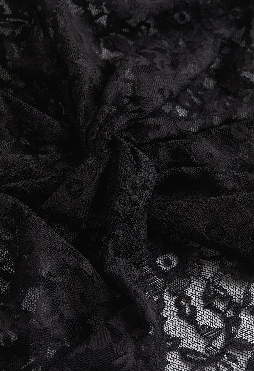 H&M - Long-sleeved lace top - black