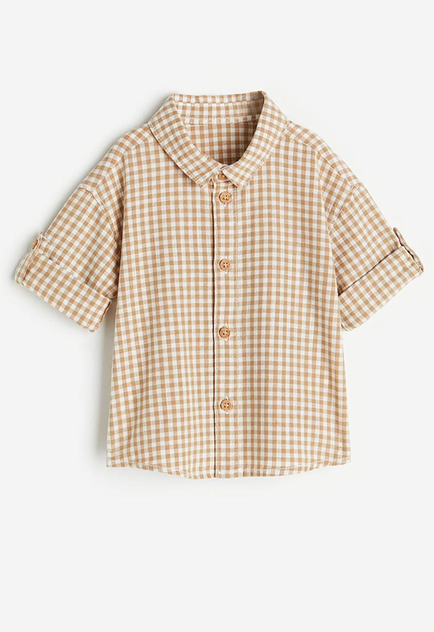 H&M - Cotton shirt - beige checked