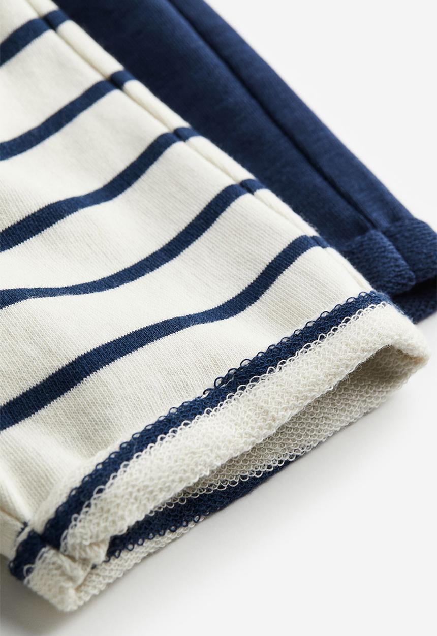 H&M - 2-Pack sweatshirt shorts - navy blue striped