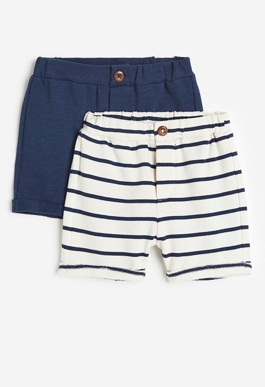 H&M - 2-Pack sweatshirt shorts - navy blue striped