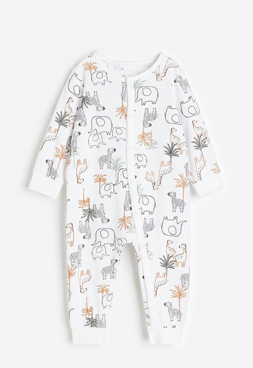 H&M - Patterned sleepsuit - white animals