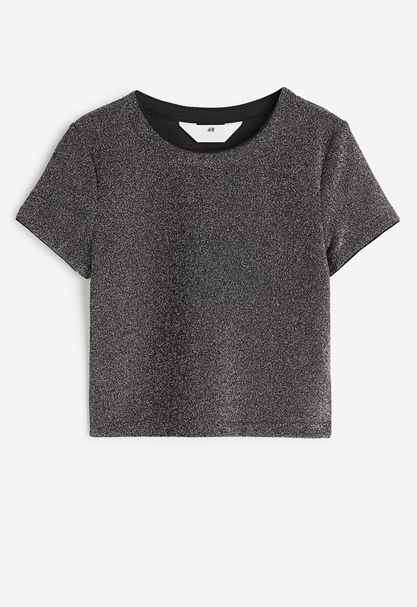 H&M - Short-sleeved top - black