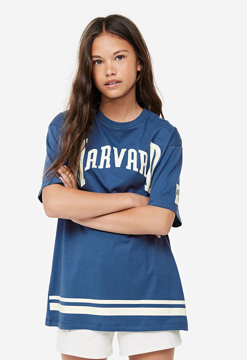 H&M - Oversized printed T-shirt - dark blue harvard university