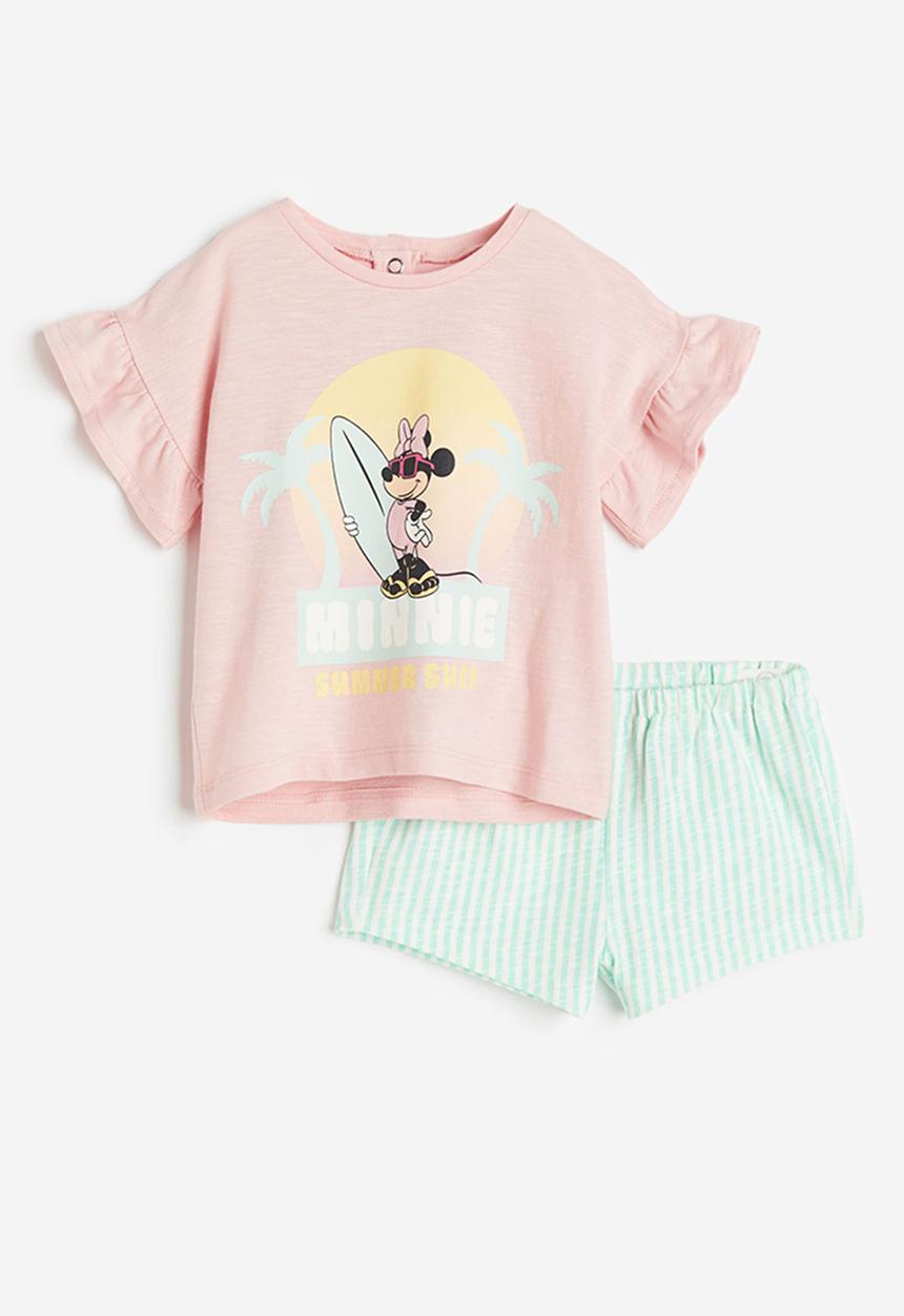 H&M - 2-Piece printed set - light pink minnie mouse
