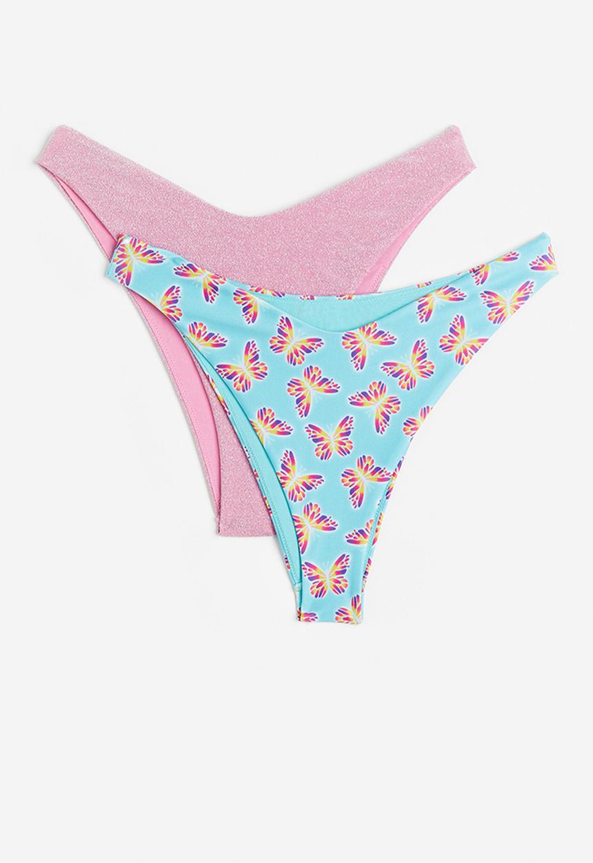H&M - 2-Pack bikini bottoms - turquoise butterflies