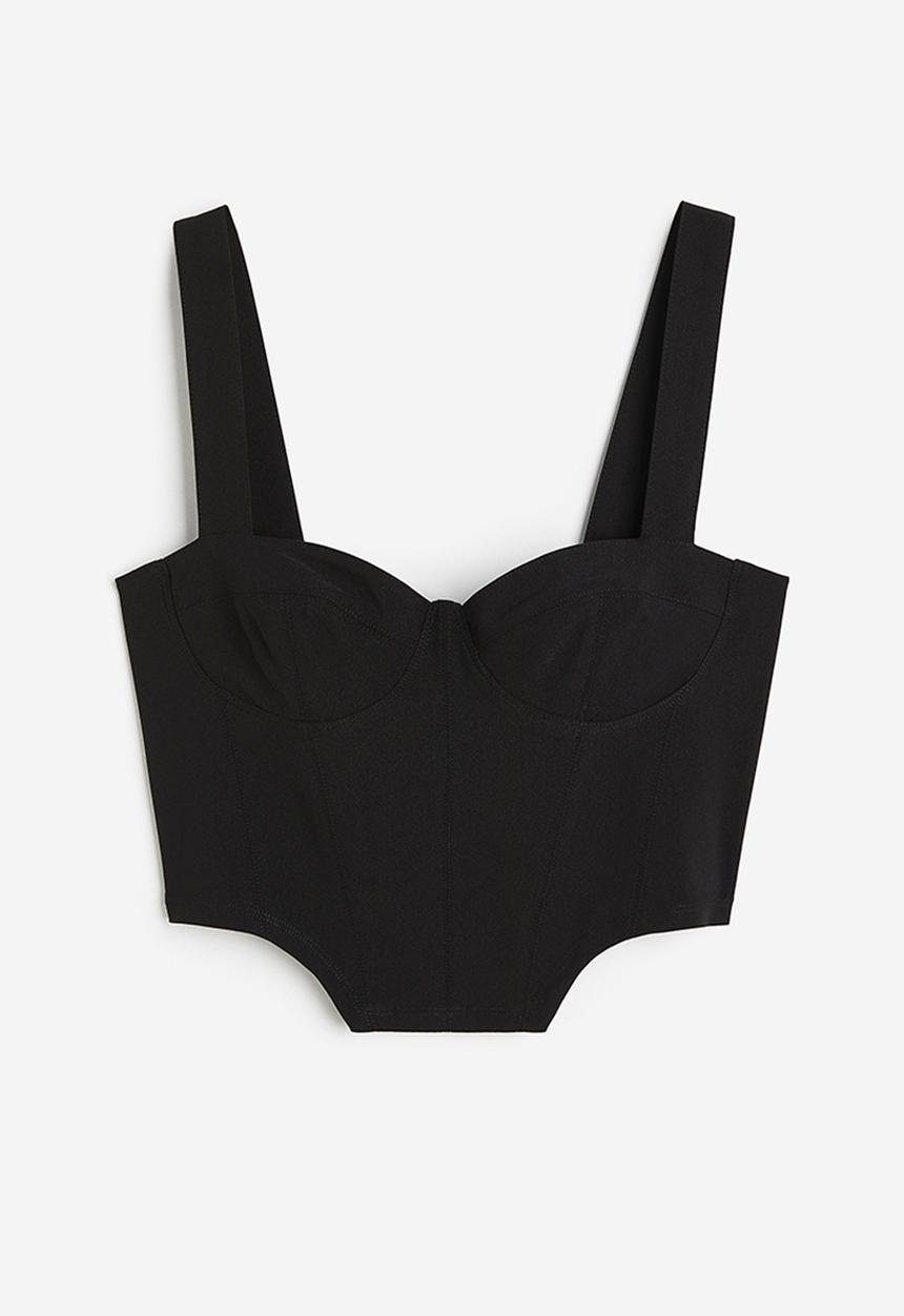 H&M - Cropped bustier top - black